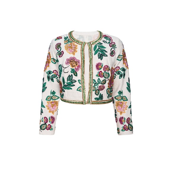 MISA Los Angeles Embellished Floral Cropped Jacket Women's Size‎ L - Picture 4 of 13